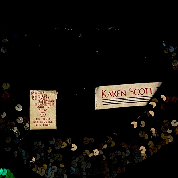 Karen Scott Christmas sweater/size 1X women’s Plus size/black/vibrant/sequined - Picture 8 of 8